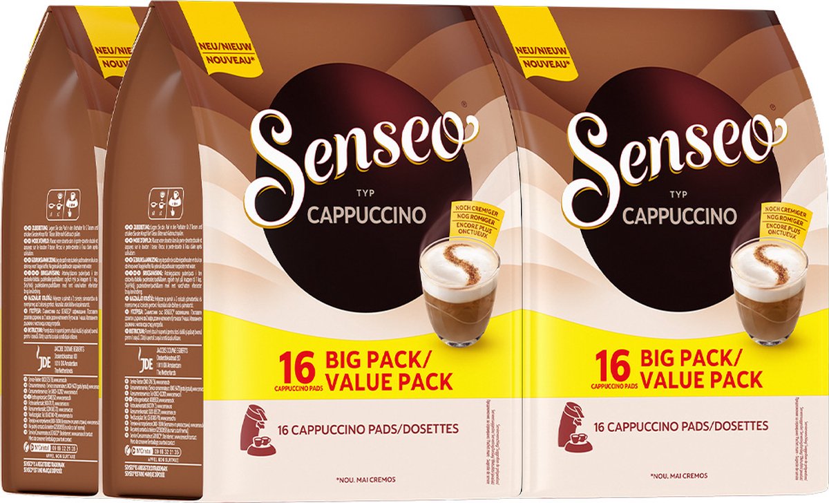 Senseo Cappuccino Koffiepads - Intensiteit 2/9 - Voordeelverpakking 4 x 16 pads (8711000465479)