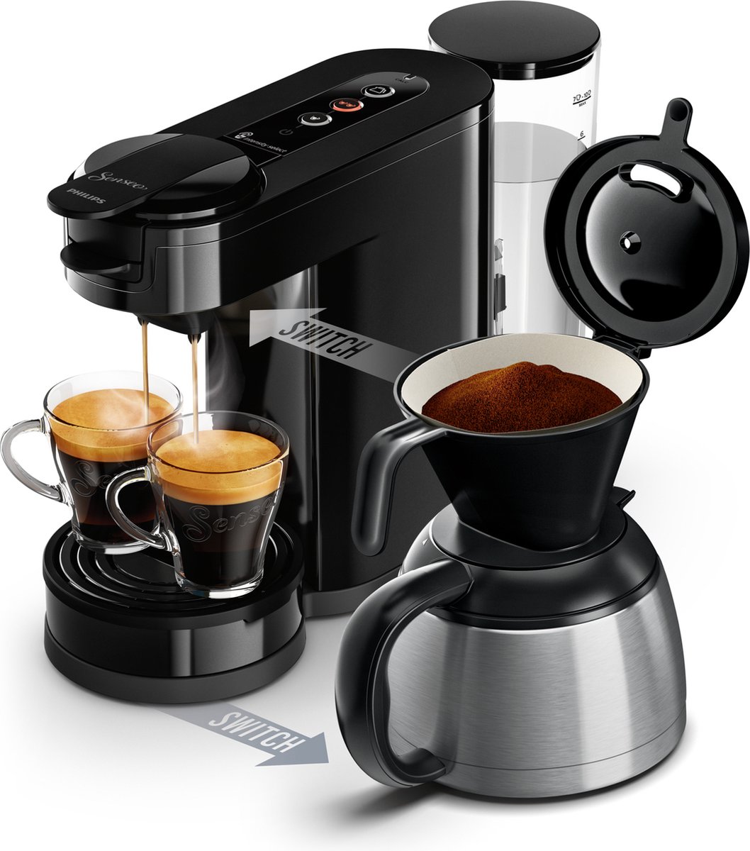 Koffiecupmachine - PHILIPS - SENSEO SWITCH HD6592/65 - Intens zwart (8720389014253)