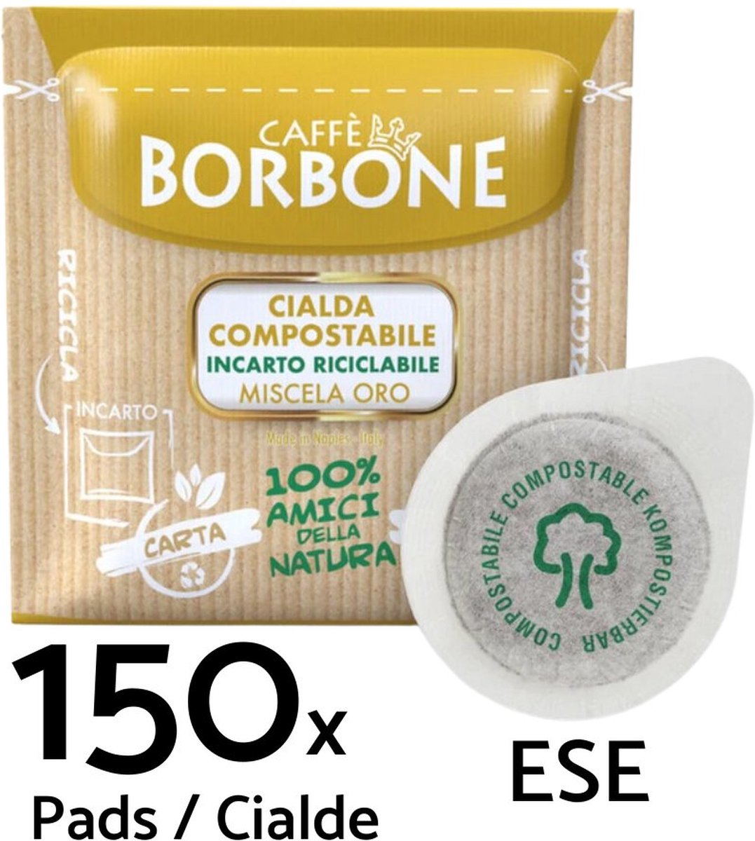 Borbone Goud / Oro Arabica 150 stuks - Italiaanse Espresso - E.S.E. Servings - Voor koffieliefhebbers (8034028330803)