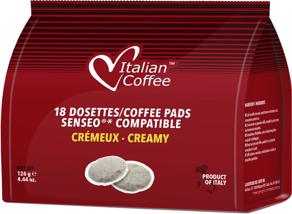 Italian Coffee - Cremoso Koffie - Italiaanse Espresso voor Senseo - 5 x 18 pads (8055732947101)