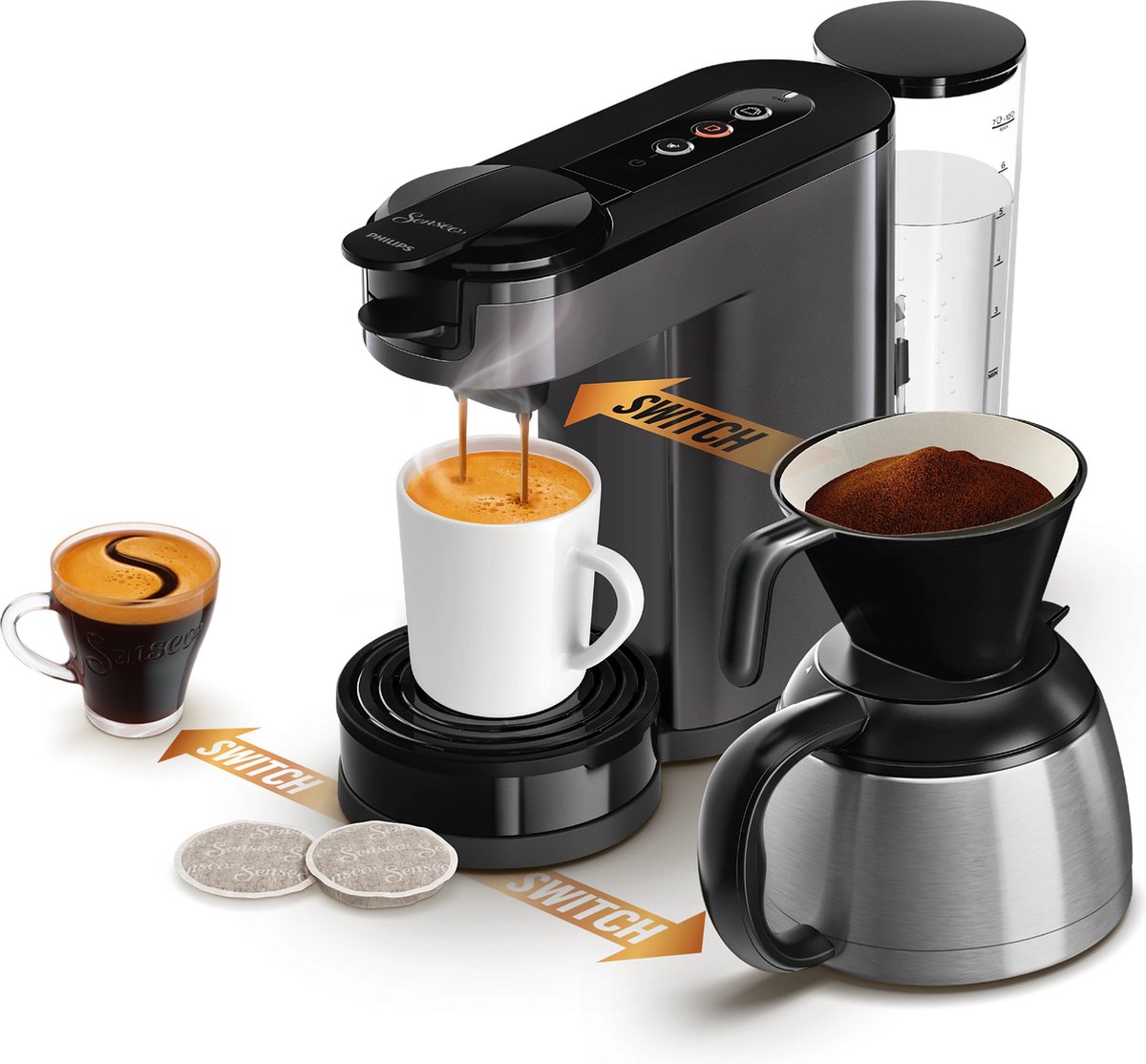 Philips Senseo Switch HD6593/20 - Pad- en filterkoffiezetapparaat - Cashmere Grey - Koffiemachine (6151200522503)