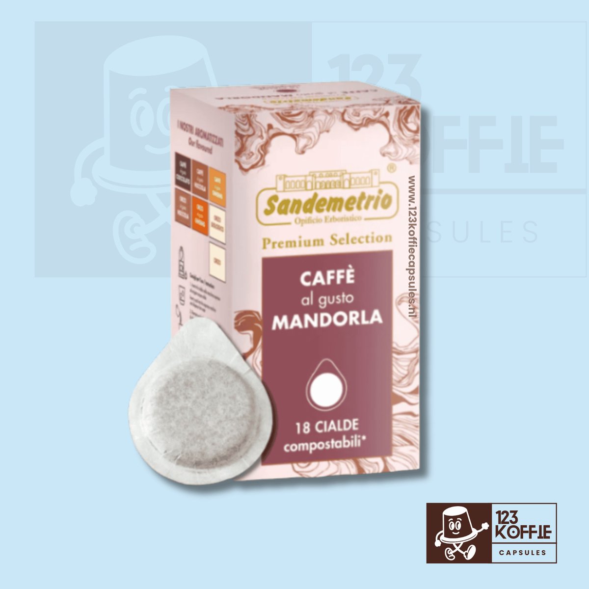 Amandel koffie cialde ESE 44 mm 18 stuks Sandemetrio (8033123249034)