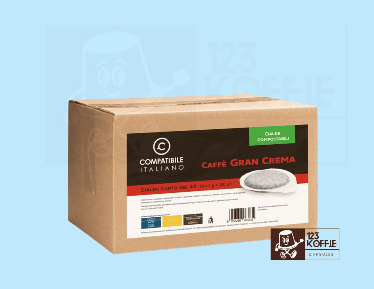 Compatibile Italiano Caffè Gran Crema ESE 44 mm Pads | 50 x Koffiepads - Gebalanceerde Blend met Cacao & Granen (8058258263632)