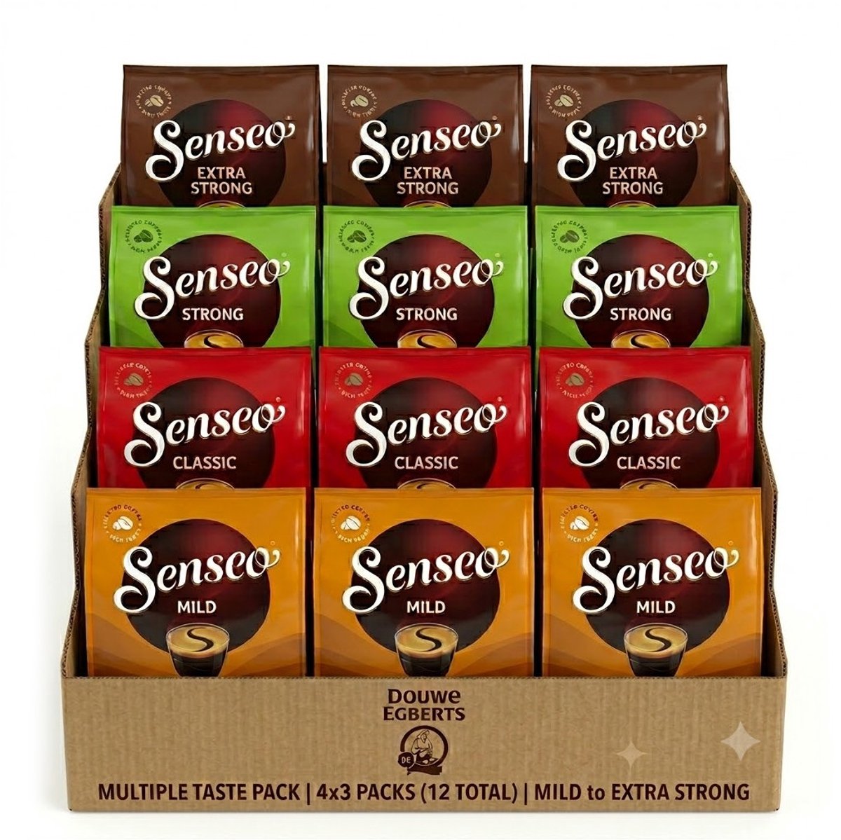 Senseo Proefpakket Mild Classic Strong Extra Strong - 4 Verschillende Smaken - Koffiepads - 432 (12x36) Koffiepads (5903900082242)
