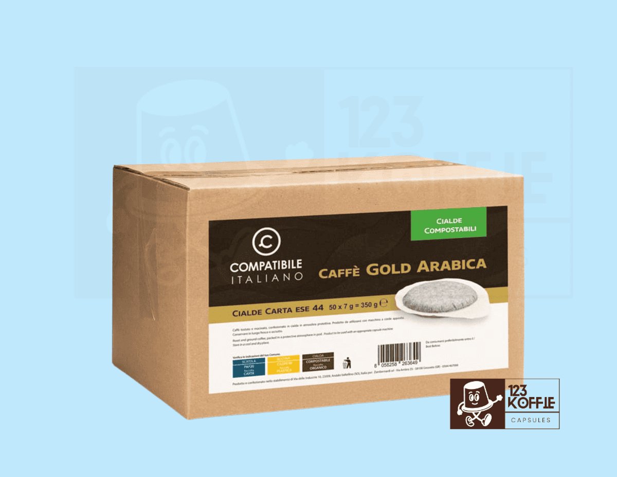 Compatibile Italiano Caffè Gold Arabica ESE 44 mm Pads 50 x Koffiepads 50% Arabica (8058258263649)