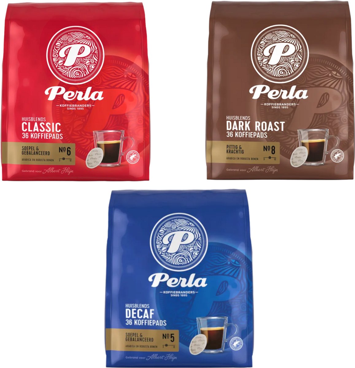 Perla Decaf Dark Roast Classic Compatibel met Senseo - Multipack - 108 (3x36) Koffiepads (5904041064449)
