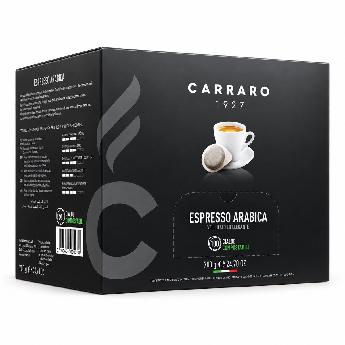 Caffe Carraro - Espresso Arabica 100 stuks (2 x 50) - ESE Koffiepads (8000604001566)